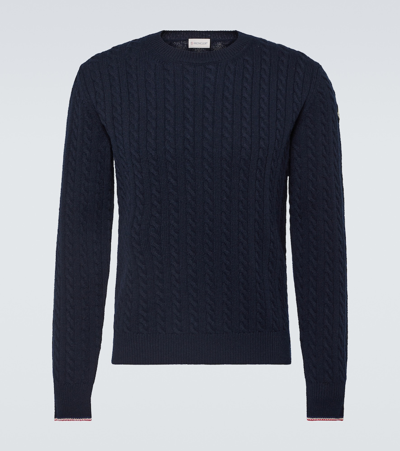 Moncler Navy Wool Mini Cable Tipped