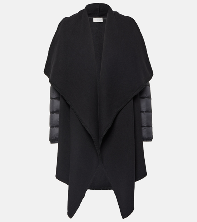 Moncler Wool-blend Down-paneled Cape In Black