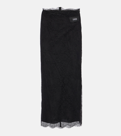 Dolce & Gabbana Skirt With Lace Inserts In Black