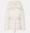 YVES SALOMON BELTED SHEARLING-TRIMMED DOWN JACKET