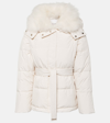 Yves Salomon White Belted Down Jacket In White