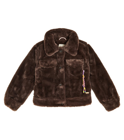 Scotch & Soda Kids' Faux Fur Jacket In Brown
