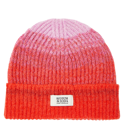 Scotch & Soda Kids' Ribbed-knit Beanie In Pink