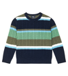 IL GUFO STRIPED CABLE KNIT VIRGIN WOOL SWEATER