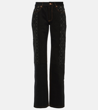 Marine Serre Regenerated Moonogram-print Jeans In Black