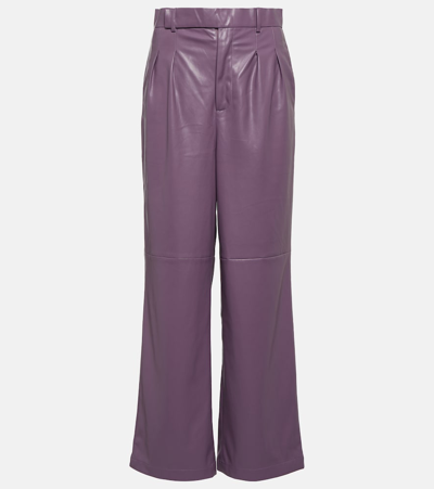 Jacques Wei 人造皮革直筒裤装 In Purple