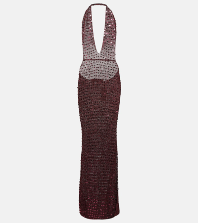 Aya Muse Enodia Sequin-embellished Maxi Dress In Red