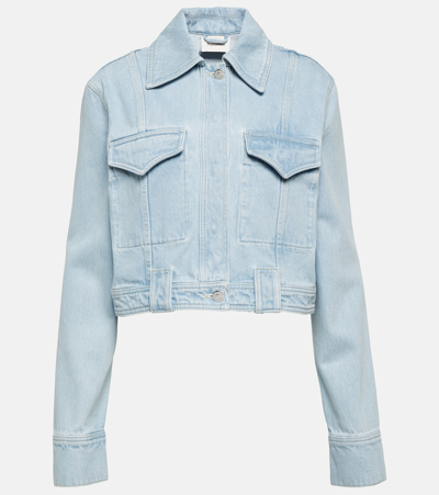 Nanushka Cropped Denim Jacket In Blue