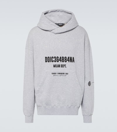 Dolce & Gabbana Logo Print Cotton Sweatshirt In Grey