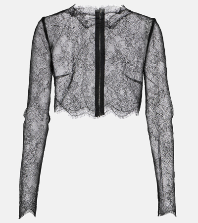 Dolce & Gabbana Cropped Chantilly Lace Top In Black