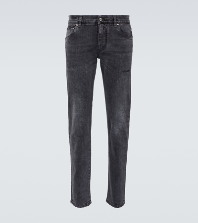 Dolce & Gabbana Low-rise Slim Jeans In Grey