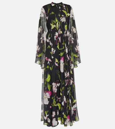 Erdem Evelyn Caped Floral Silk Gown In Multicoloured