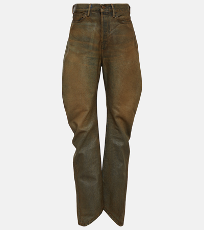 Acne Studios Panna High-rise Coated Straight Jeans In Brown