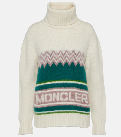 Moncler Wool-blend Intarsia Knit Turtleneck In White