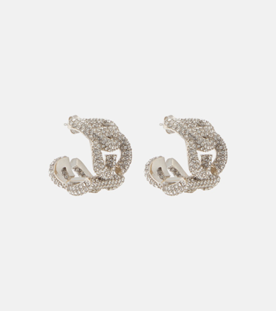 Dolce & Gabbana Dg Crystal-embellished Hoop Earrings In Silver