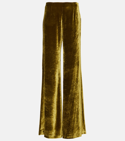 Galvan Escape Lido Satin Palazzo Pants In 314olive