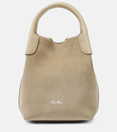 Loro Piana Bale Micro Suede Tote Bag In Green