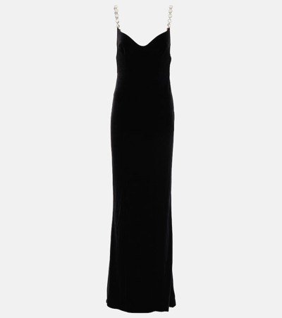 Galvan Avedon Globe Crystal-embellished Velvet Gown In Black