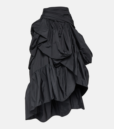 Erdem Asymmetric Ruffled Taffeta Maxi Skirt In Black