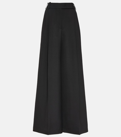 Alexandre Vauthier High-rise Wool Wide-leg Trousers In Black