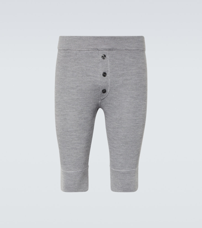 Dolce & Gabbana Buttoned Wool-blend Shorts In Grey