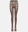 Marine Serre Moonogram Flocked Mesh Tights In Black