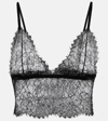 Dolce & Gabbana Black Bralette With Adjustable Closure In Chantilly Lace Woman In Black