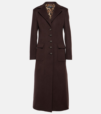 Dolce & Gabbana Long Wool-cashmere Coat In Brown