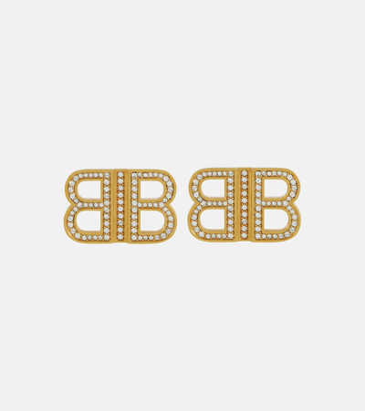 Balenciaga Embellished Earrings In Gold