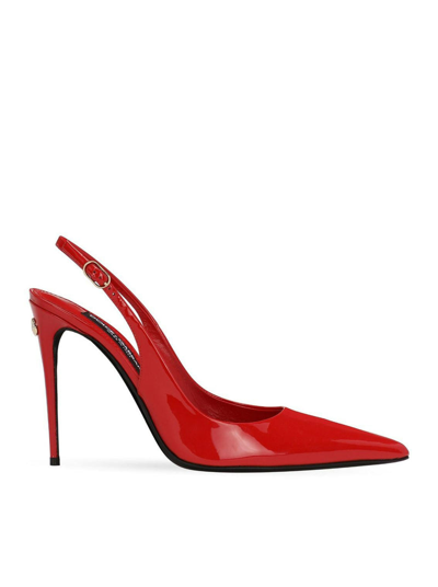 Dolce & Gabbana Pointed Toe Slingback Pumps In Red