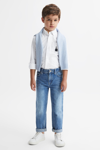 Reiss Matis - White Junior Slim Fit Button-down Collar Motif Shirt, Age 3-4 Years