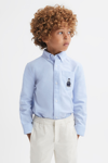 Reiss Matis - Soft Blue Junior Slim Fit Button-down Collar Motif Shirt, Age 6-7 Years