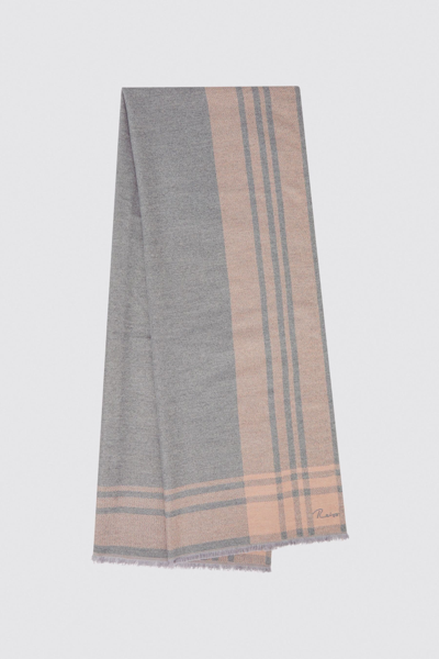 Reiss Clara - Pink/grey Checked Embroidered Scarf, One