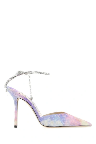 Jimmy Choo Saeda Bubble Crystal Ankle Strap Pointed Toe Pump In Purple