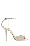 JIMMY CHOO JIMMY CHOO WOMAN PLATINUM FABRIC SAEDA 100 SANDALS