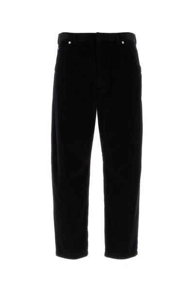 Prada Triangle Logo Corduroy Trousers In Black