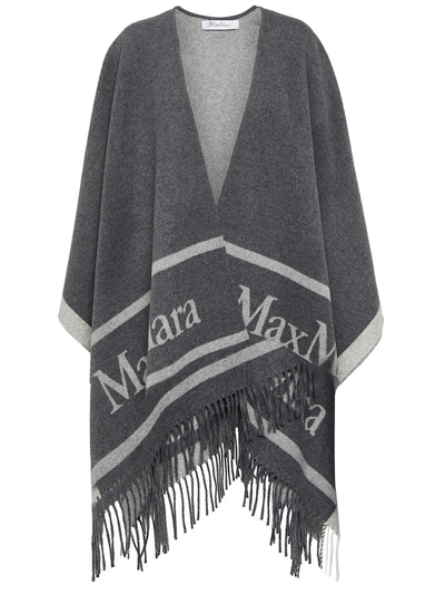 Max Mara Hilde Wool Poncho In Grey