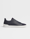 Zegna Man Sneakers Midnight Blue Size 12 Leather