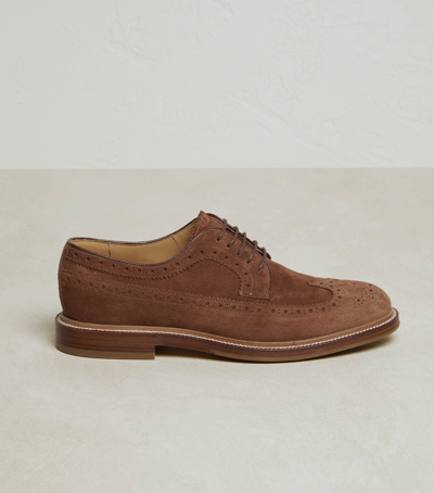 Brunello Cucinelli Suede Lace-up Shoes In Brown