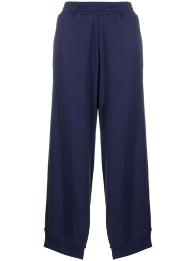 Mm6 Maison Margiela Ankle-slit Wide-leg Trousers In Blue