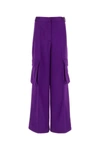 VERSACE VERSACE WOMAN PURPLE SATIN CARGO PANT