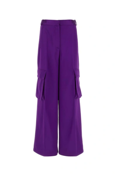 VERSACE VERSACE WOMAN PURPLE SATIN CARGO PANT