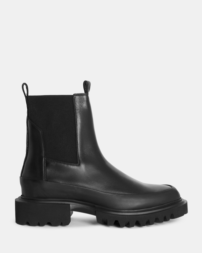 Allsaints Harlee Chunky Leather Slip On Boots In Black
