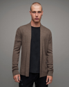 Allsaints Mode Merino Wool Open Cardigan In Vole Brown Marl