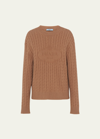 PRADA EMBOSSED LOGO CABLE CASHMERE SWEATER