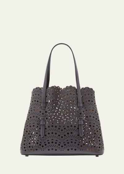 Alaïa Mina 25 Laser-cut Tote Bag In Brume