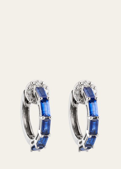 Nam Cho White Gold With Black Rhodium Hoop Earrings With Sapphires And Diamonds