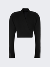 Alaïa Pin-detailed Wool-blend Cropped Wrap Jacket In Black
