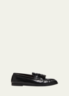 The Row Calfskin Tassel Boyfriend Loafers In Black
