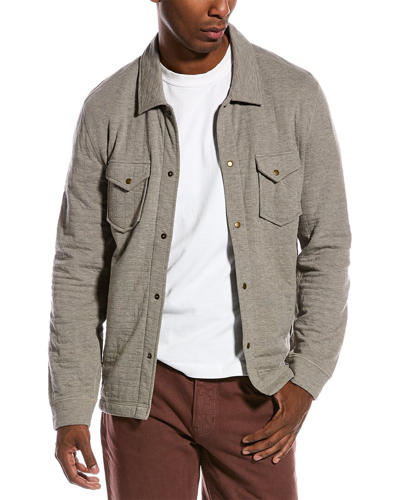 Billy Reid Grid Quilted Shirt Jacket In Grey
